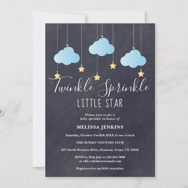 Invitation Bébé Paillettes Fête Prénatale / Tableau Noir (Devant)
