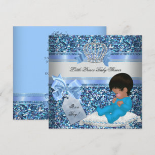 Invitation Bébé paillettes Shower Garçon Bleu Petit Prince Co
