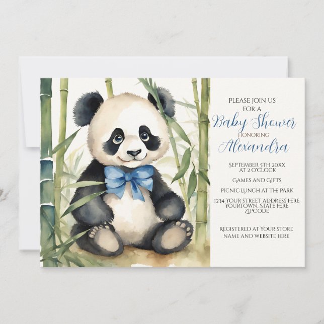 Invitation Bébé Panda Garçon Baby shower d'attente précoce (Devant)