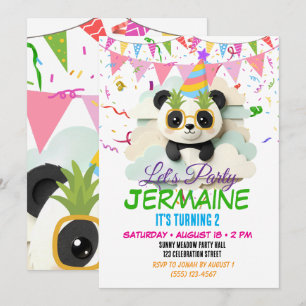 Invitation Bébé Panda Pliée   Mignon Origami