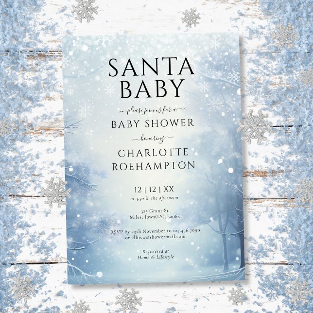 Invitation Bébé Papa Noël Fête de Noël Bébé (Santa Baby Winter Christmas Baby Shower Invitation)
