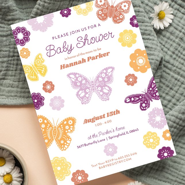 Invitation Bébé papillon fille douche (Créateur téléchargé)