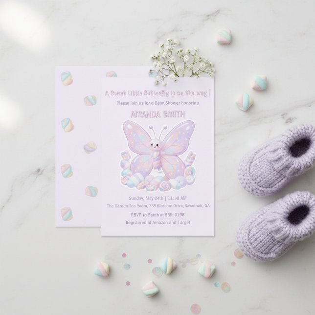 Invitation Bébé Papillon Rêve de Lavande Violette Shower (Purple Lavender Dream Butterfly Baby Shower Invitation)