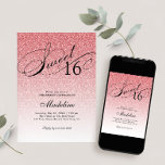Invitation Bébé Parties scintillant en crème rose doux 16<br><div class="desc">Cette belle invitation comporte une parties scintillant faux rose et votre texte personnalisé. Utilisez le formulaire modèle pour ajouter vos informations. Modifiez la police ou ajoutez du texte à l'aide de la fonction Personnaliser It.</div>