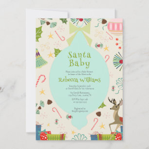 Invitation Bébé Père Noël Moderne du Milieu du XXe Siècle Bab