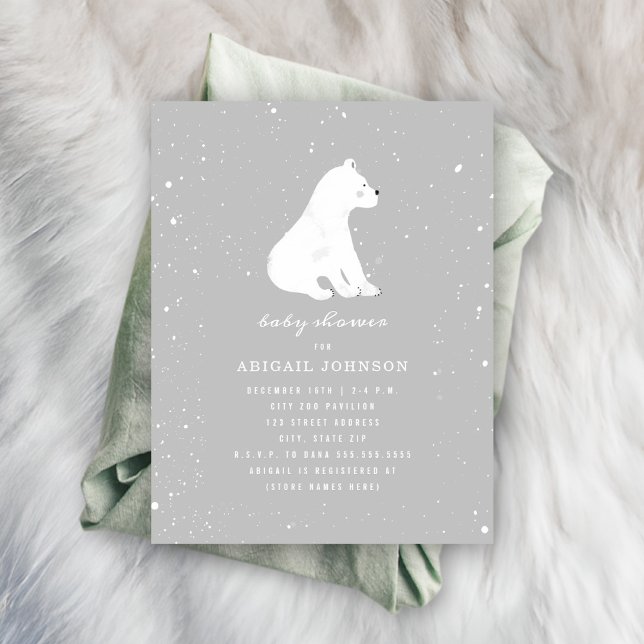 Invitation Bébé Polar Ours Gris Baby shower (Créateur téléchargé)