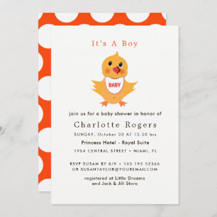 Invitation Bébé Poulets Jaune Chick Baby shower mignon