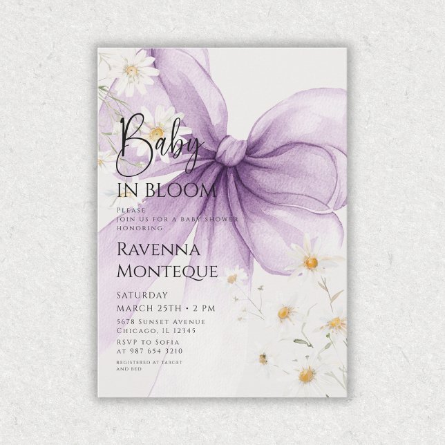 Invitation Bébé Préparé en Fleuraison Arc Lilac Bébé Shower (Créateur téléchargé)