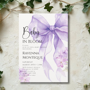 Invitation Bébé Prêt à Porter en Fleur Ruban Lilas Baby Showe