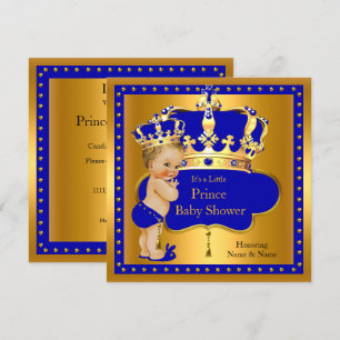 Invitation Bébé Prince Cérémonie de Baby Shower Couronne Bleu