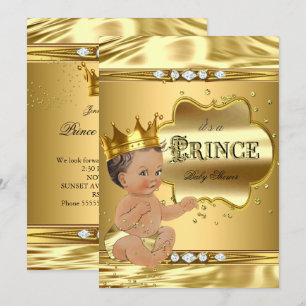 Invitation Bébé Prince Fête Prénatale Brunette Garçon Papier