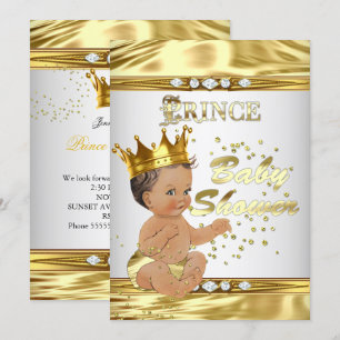 Invitation Bébé Prince Fête Prénatale Brunette Papier D'alumi