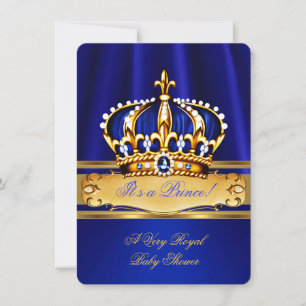 Invitation Bébé Prince Shower Bleu Royal Or