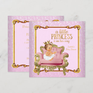 Invitation Bébé princesse brunette Baby Shower Rose Chaise en