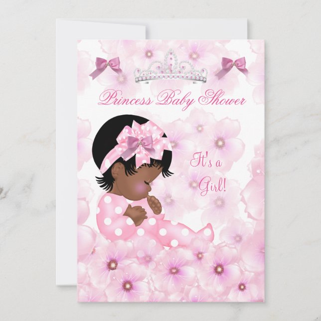 Invitation Bébé Princesse Fille Fête Prénatale Ethnique Flora (Devant)