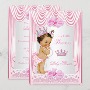 Invitation Bébé Princesse Fille Shower Rose Soie
