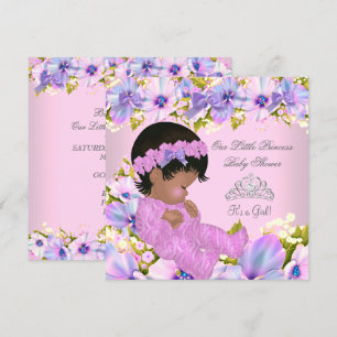 Invitation Bébé princesse shower fille floral Rose Violet