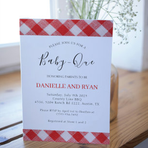 Invitation Bébé Q Baby shower Barbecue À damiers Rouge