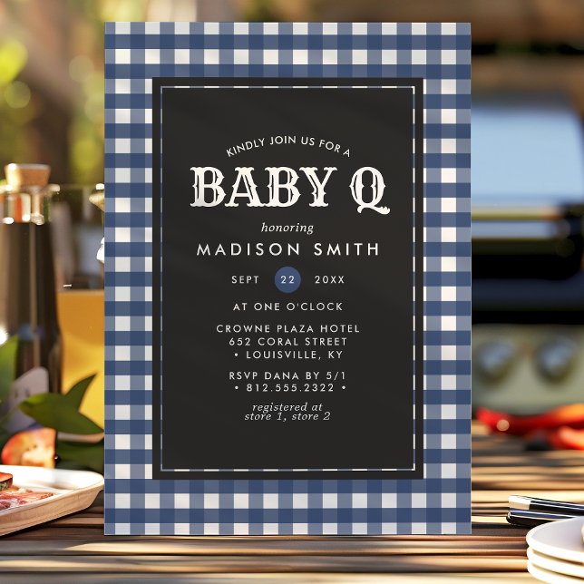 Invitation Bébé Q Barbeque Bleu Baby shower de campagne été (Créateur téléchargé)
