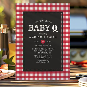Invitation Bébé Q Barbeque Rouge Baby shower de campagne été