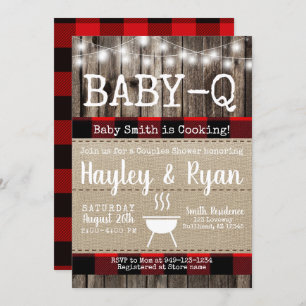 Invitation Bébé-Q rustique Buffalo Plaid Couples Douche