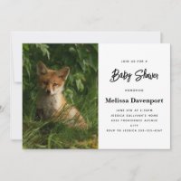 Bébé renard mignon dans une forêt verte Baby Showe