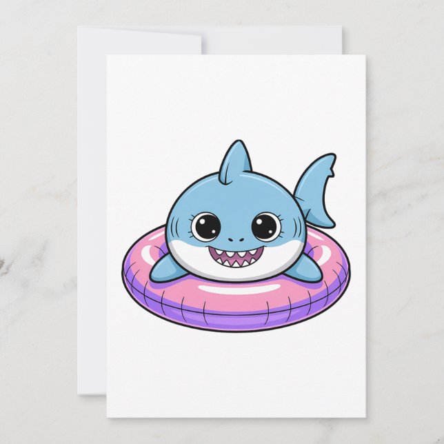 Invitation Bébé Requin Mignon Avec Flotteur | Enfants (Devant)