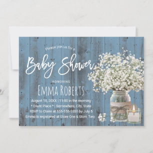 Invitation Bébé respirer jarre et bougie Dusty Baby shower bl