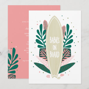 Invitation Bébé rose à bord Baby shower Twins