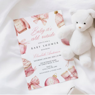 Invitation Bébé rose C'est froid dehors Baby shower Invitatio