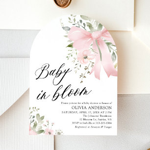 Invitation Bébé rose en fleur Baby shower floral Arch