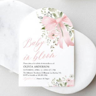 Invitation Bébé rose en fleur Baby shower floral fille