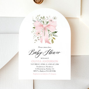 Invitation Bébé rose en fleur Baby shower floral fille
