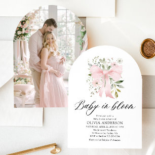 Invitation Bébé rose en fleur Baby shower floral fille