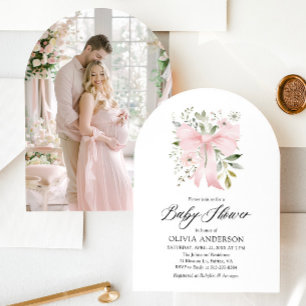 Invitation Bébé rose en fleur Baby shower floral fille