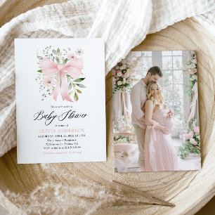 Invitation Bébé rose en fleur Baby shower floral fille