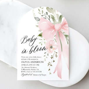 Invitation Bébé rose en fleur Baby shower floral fille