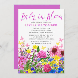 Invitation Bébé rose en fleurs Baby shower floral