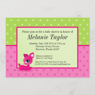 Invitation Bébé rose en rose et chaux