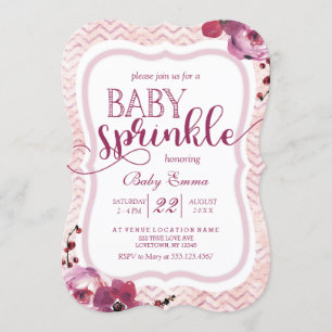 Invitation Bébé rose floral fille saupoudrer douche Invitatio