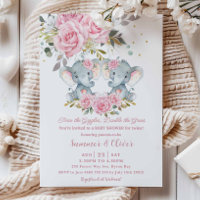 Bébé rose floral mignon Eléphants Twins Baby showe