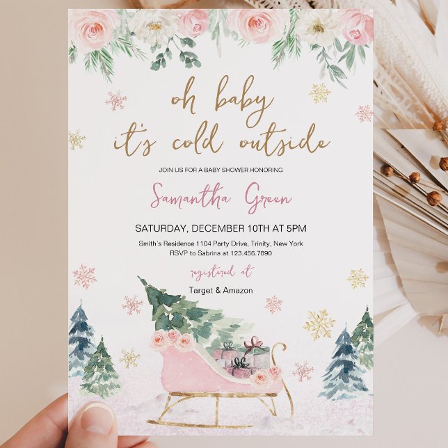 Invitation Bébé Rose Il Fait Froid Dehors Baby Shower (Créateur téléchargé)