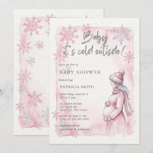 Invitation Bébé Rose il fait froid dehors Baby Shower d'hiver