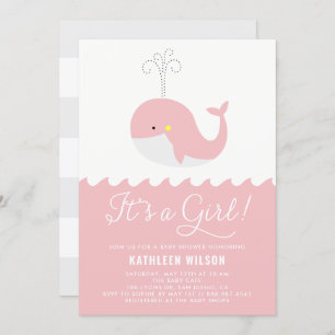 Invitation Bébé rose mignonne baleine C'est un Baby shower fi
