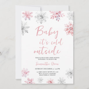 Invitation Bébé rose minimaliste Il fait froid dehors Baby sh