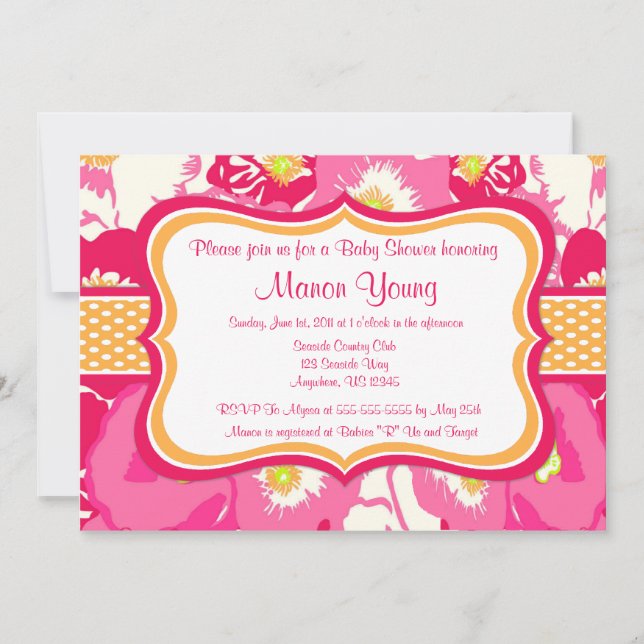 Invitation Bébé rose ou douche nuptiale (Devant)