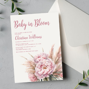 Invitation Bébé rose pâle dans le Baby shower fleuri