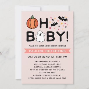 Invitation Bébé rose pâle Oh Citrouille Baby shower d'Hallowe