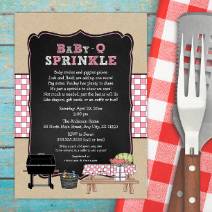 Invitation Bébé rose Q Sprinkel, Baby shower barbecue, fille 