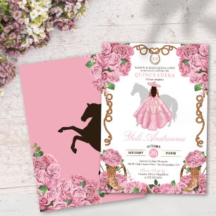 Invitation Bébé Rose Rose Floral Western Charra Quinceanera